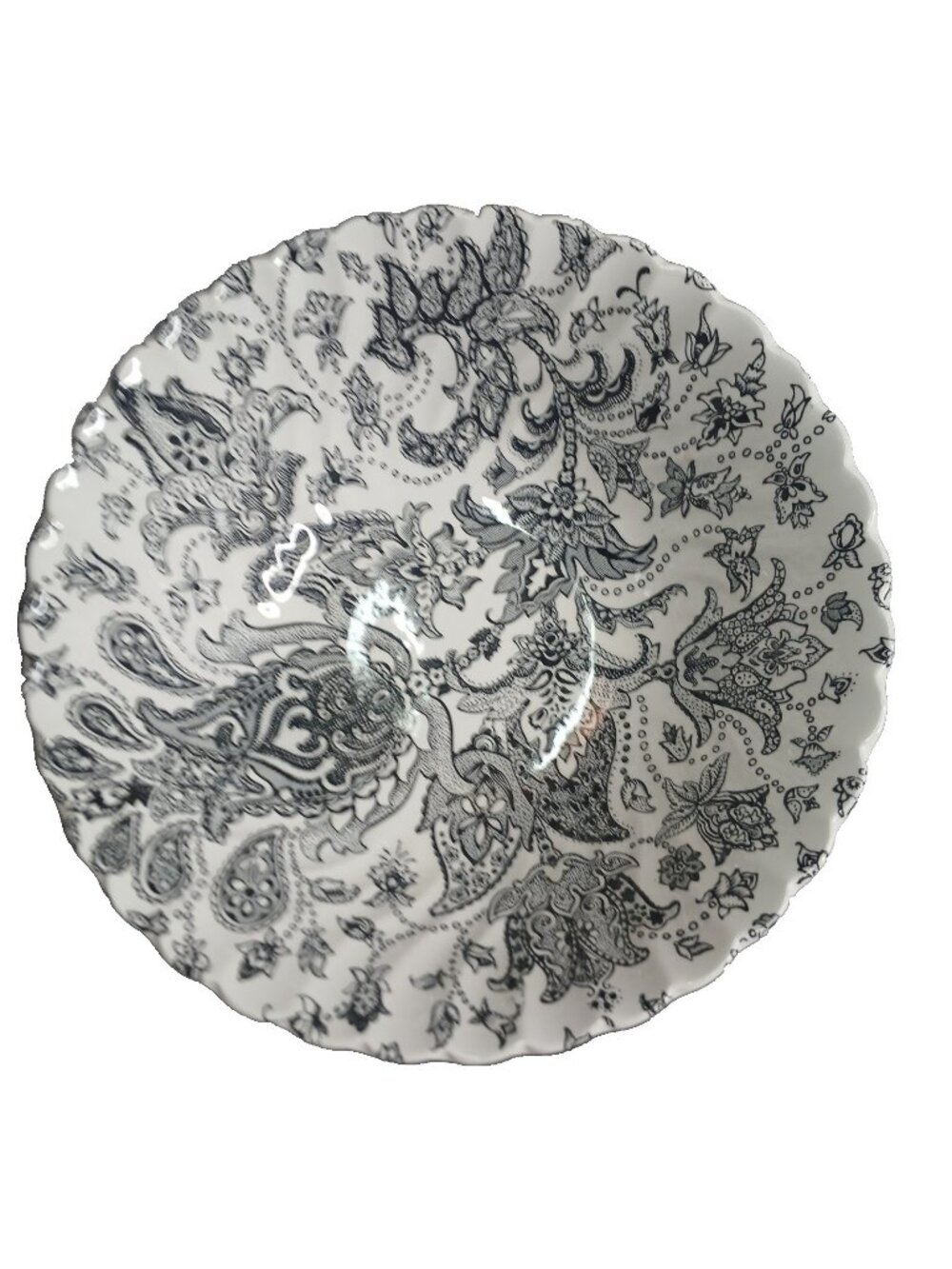Johnson Brothers Paisley Black Vegetable Bowl 8" Ironstone Vintage 1970s England